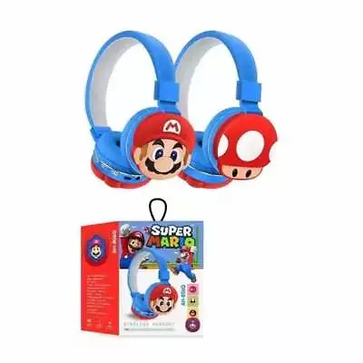 Super Mario Headphones Bluetooth Wireless On-Ear Kids Headset Earphones Gifts • £9.99