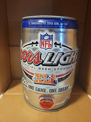 Coors Light 5 Liter 41 XLI Superbowl NFL Metal Mini Keg Commemorative Can Empty • $10.99
