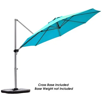 3.3m Patio Offset Cantilever Umbrella Outdoor Round Hanging Market Parasol • £99.95