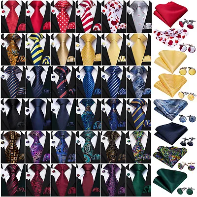 Mens Silk Ascot Cravat Tie Brown Floral Cufflinks Pocket Square Set Wedding • £7.99