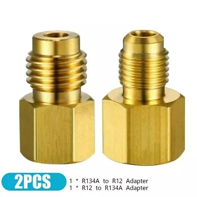 2 Pcs R134a To R12 Fitting Adapter 1/4  Female Flare 1/2  Acme Male Valve Kits • $8.31