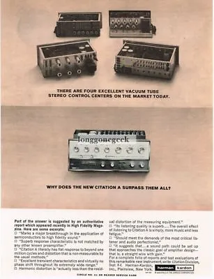 1964 Harmon Kardon Citation Pre-Amp Hi-Fi VINTAGE Print Ad • $8.95