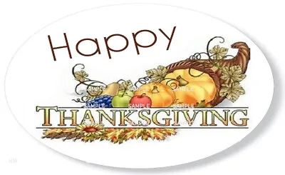 $2.50 • Buy 27 Happy Thanksgiving Holiday Scrapbook Stickers Envelope Seals Oval Stickers