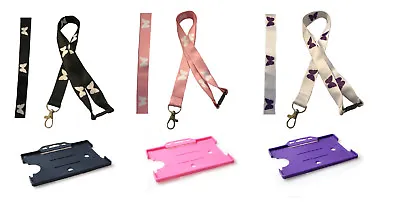 Butterfly Neck Lanyard With Safety Breakaway & Swivel Hook & Matching Cardholder • £3.99