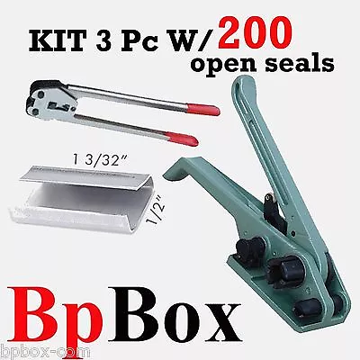 Strapping Poly/Pet Crimper +TensionerCutter 1/2in To 5/8in + 200 Open Seal KIT2 • $148