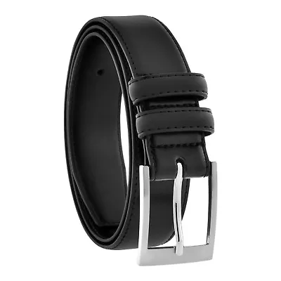 Men’s Casual Dress Genuine Black Leather Belt 2 Loop Big & Tall Sizes S-6XL • $7.95