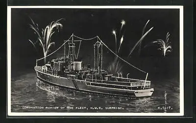 £7.50 • Buy Ak Battle Ship H.M.S.Surprise, Coronation Review Of The Fleet 1953