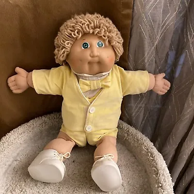 Cabbage Patch Kid Wheat Hair Green Eyes Yellow Velvet Outfit • $11.99