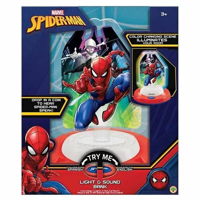 NEW Marvel Spider-Man Talking Money Bank With Lights And Sounds (Colorful Scene) • $29.99