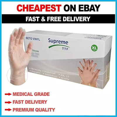£0.99 • Buy Disposable Powder Free Clear Vinyl Gloves Food Medical Surgical Tattoo ALL SIZES