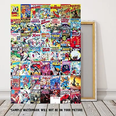 Marvel Comic Book Collage Canvas Superhero Wall Art Canvas Pictures • £24.99
