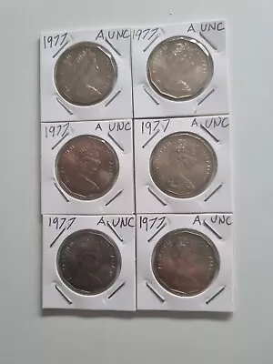 $18 • Buy Australian 1977 50c Coins -Silver Jubilee - Taken From A Mint Roll A UNC