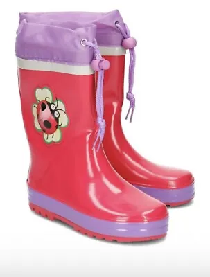 £12 • Buy Playshoes Girls Rubber Boots Ladybug Wellies Pink, Lilac UK 10.5C EU 28/29