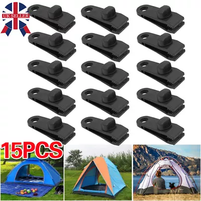 15Pcs Reusable Tent Tarp Tarpaulin Clips Clamps Buckle Camping Tool Heavy Duty • £6.99