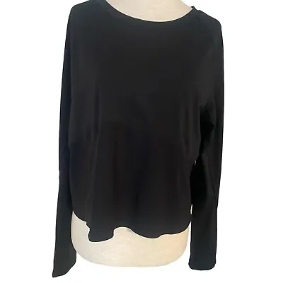 Lululemon Final Lap Long Sleeve Crop Top Black Size 10 Athleisure Running Yoga • £33.72