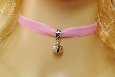 Any Size Pink Black Purple Velvet Choker Collar Bell DDLG Kitten Sissy Lolita • $7.50