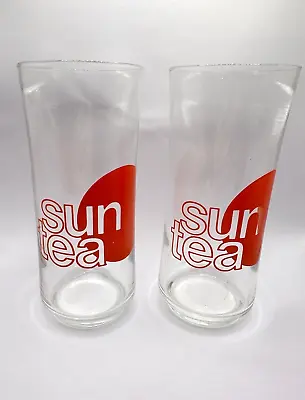 Vintage Sun Tea Clear Glass Drinking Cup Set Of 2 Glasses • $20.83