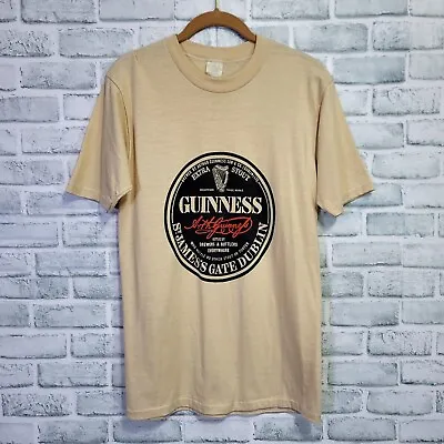 Vintage 70s 80s Guniess Beer Single Stitch Short Sleeve 50/50 Cotton Tshirt USA • $41.35