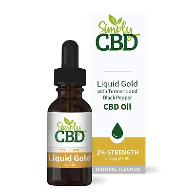 Simply CBD Oil Liquid Gold Drops - 600mg 2% Strength - 30ml - Full Spectrum CBDa • £21.99