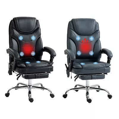 Vibration Massage Office Chair PU Leather Heated Reclining Computer Chair • $187.99