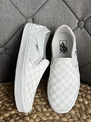 Vans Classic White Checkerboard Slip-on Skate Shoes Trainers Uk 7 EU 40.5  • £33
