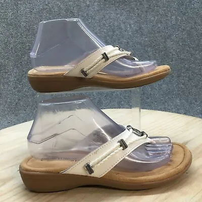 Minnetonka Sandals Womens 8 M Silverbay Thong White Leather Toe Post 5909100  • $26.99