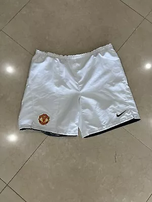 Manchester United Shorts Mens M White Nike Football Soccer Stretch Quick Dry • $25