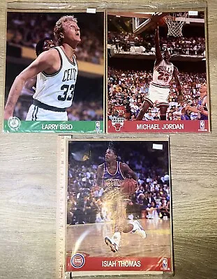 1990 Jordan Bird Thomas NBA Hoops Action Photo Card 8x10 Sealed X3 • $14.85