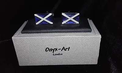 Onyx Art London Boxed Enamelled Scottish Saltire Cufflinks Scotland • £10