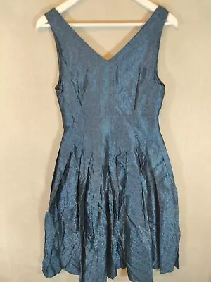 Vintage Handmade Dress Woman's Ladies 80s Blue Ballgown Style  Size 8 Unique  • £20