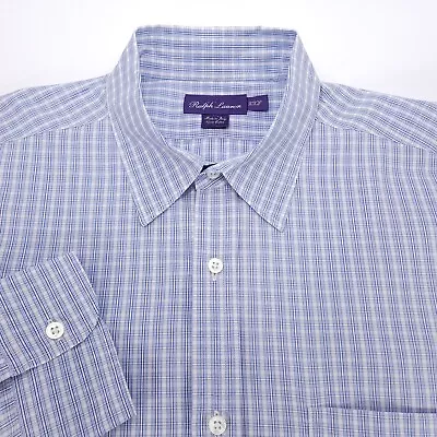 Ralph Lauren Purple Label Shirt Mens Size XXL Blue White Checkered Cotton • $54.99