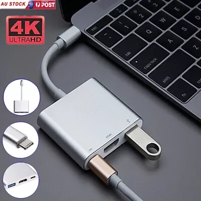 Type-C To USB-C HDMI USB 3.0 3IN1 Adapter Converter Cable Hub For Mac Air Pro DF • $9.88