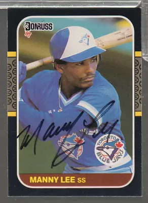 Manny Lee Blue Jays Autographed 1986 Leaf Donruss #518 W/COA 100523NPCD201 • $14.29