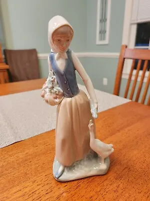 Vintage Lladro NAO 1977 Porcelain Figurine “Girl With Goose” Hand Made In Spain • $95