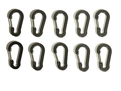 10 Mini Gray Carabiners Camping Spring Clip Hook Keychain Key Ring Hiking Small • $6.79