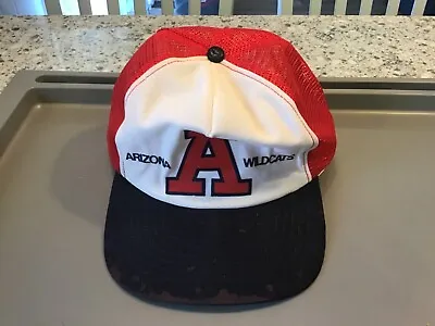 Vintage University Of Arizona Wildcats SnapBack Meshback Trucker Hat White Big A • $15.72