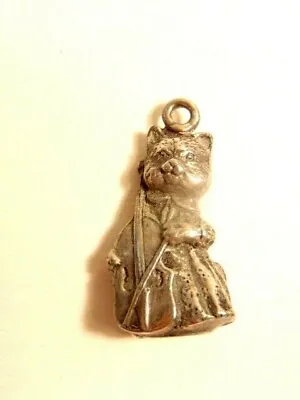  Pewter Nursery Rhyme Theme Pendant  Cat With A Fiddle  Signed RB On Bottom • $8.99