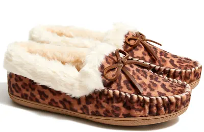 J. Crew AF727 Leopard Calf Hair Moccasin Hard Sole Slipper Shoes Women's US 7 M • $33.98