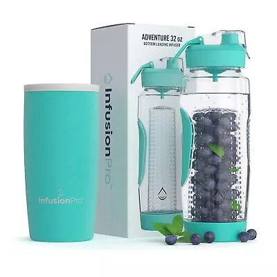 Infusion Pro 32 Oz Fruit Infuser Water Bottle With Insulated Sleeve & 50 Reci... • $36.33