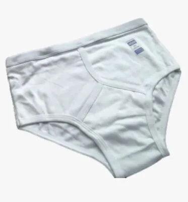 Mens Underwear Y Fronts Briefs Pants Pack Of 6 WHITE 100% Cotton  Size LARGE  • £15.90