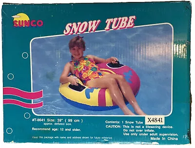 Vintage 1992 Sunco Snow & Sun Tube 39” Inflatable Sled & Float W/Handles NOS • $26.25