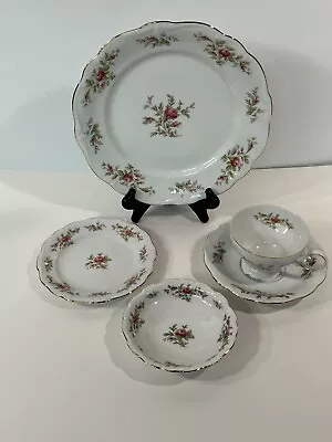 Johann Haviland Bavarian China Germany Moss Rose Dinner Plate Berry Bowl Footed • $34.99