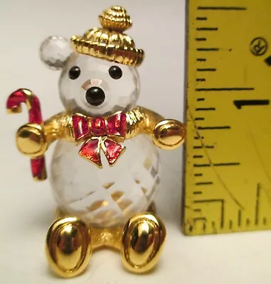 🧸Swarovski Crystal 1980’s Trimlite Gold Christmas Miniature Bear & Candy Cane • $24.99