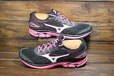 Mizuno Wave Rider 20 Women's Size 8 Running Sneakers Shoes Black Pink NO INSOLES • $14.95