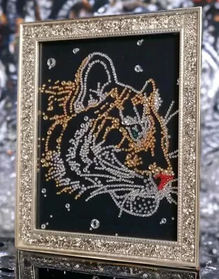 3D Bling Effect Tiger In Bling Sparkle  Frame Picture Diamonte Rhinestones  • £19.99