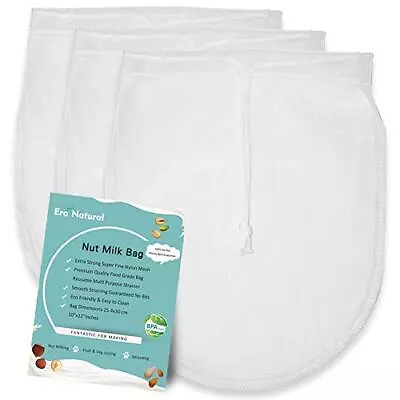 Nut Milk Bag Reusable 3 Pack 12  X 10  Cheesecloth Bags For Straining Almond/soy • $11.33