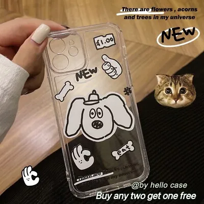 $8.66 • Buy  Cute Cartoon Transparent Dog Case Cover For IPhone 11 12 Pro Max Plus X XS 7se