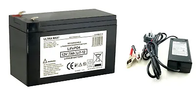 £55.35 • Buy ULTRAMAX LI7-12, 12V 7Ah LITHIUM IRON PHOSPHATE / LiFePO4 BATTERY WITH CHARGER