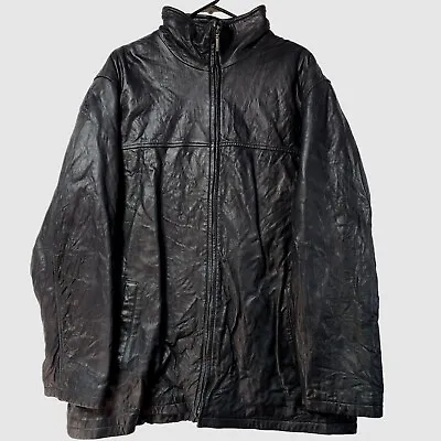 Vintage Members Only Black Label Lamb Leather Jacket Mens XXL Bomber Biker • $65