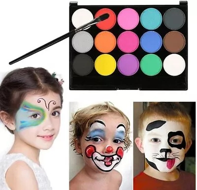 Professional Face Paint Kit Body Party Halloween Washable 15 Colour Palette Kits • £6.89